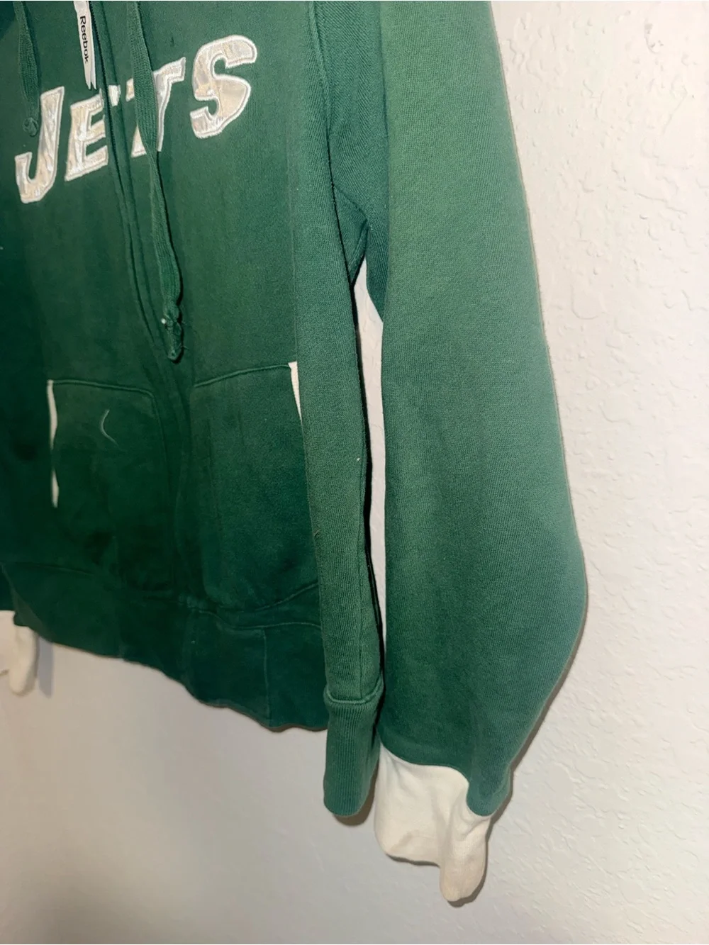 Reebok NFL NY Jets Hoodie Zip Up Green Women’s Medium Fleece Lined - Picture 5 of 8